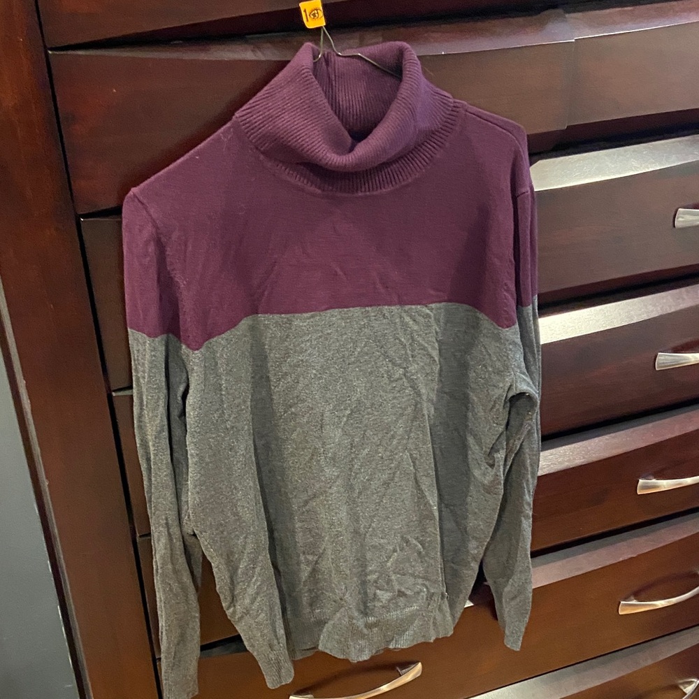 Calvin Klein Men's Turtleneck Sweater - Purple and Gray